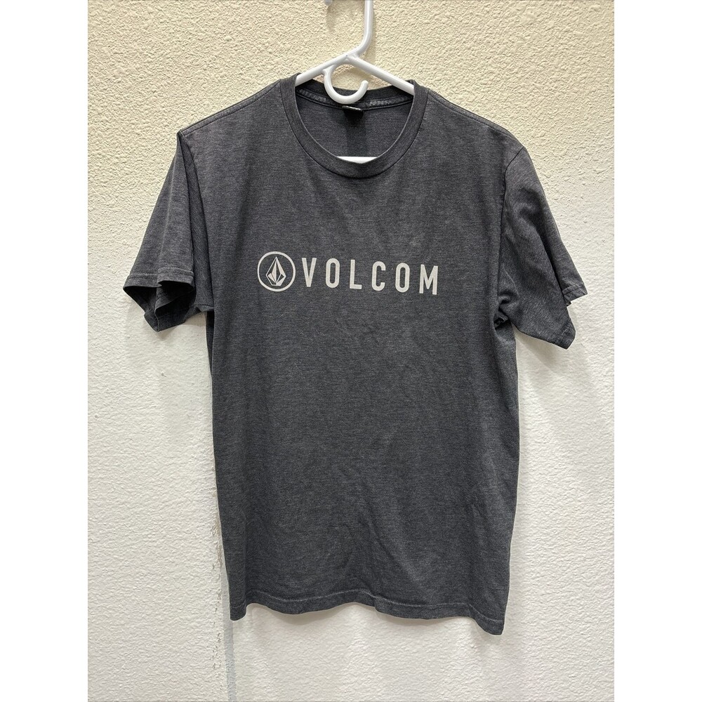 Volcom T Shirt Men M Gray Logo Crewneck Short Sleeve Stretch Pullover